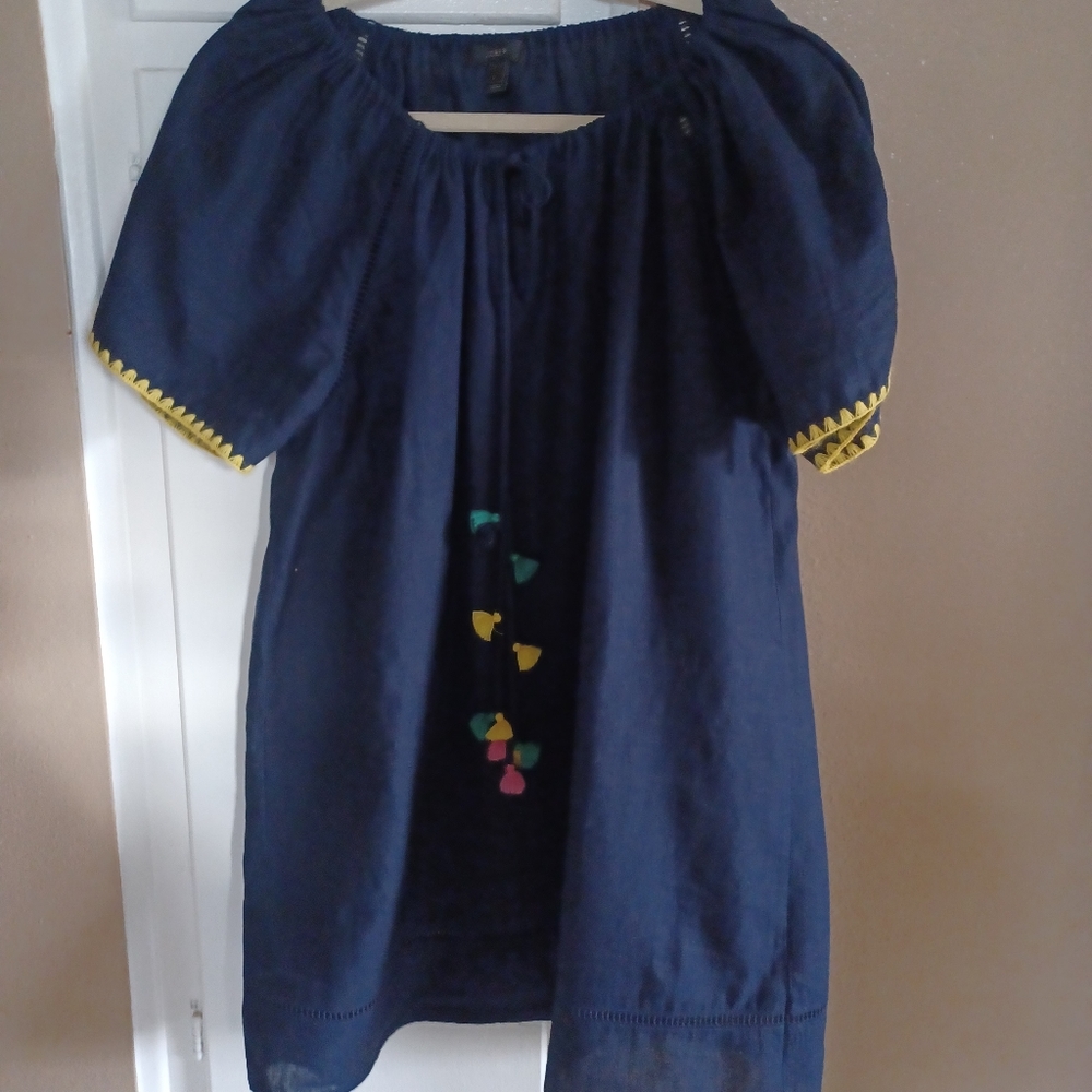 J. Crew Navy Swim Coverup with Multicolor Accents